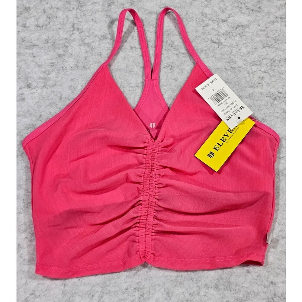 ELEVEN Rebel Midi Tank, Hot Fushia, Ruched, Built in bra, New with tags, Sz S